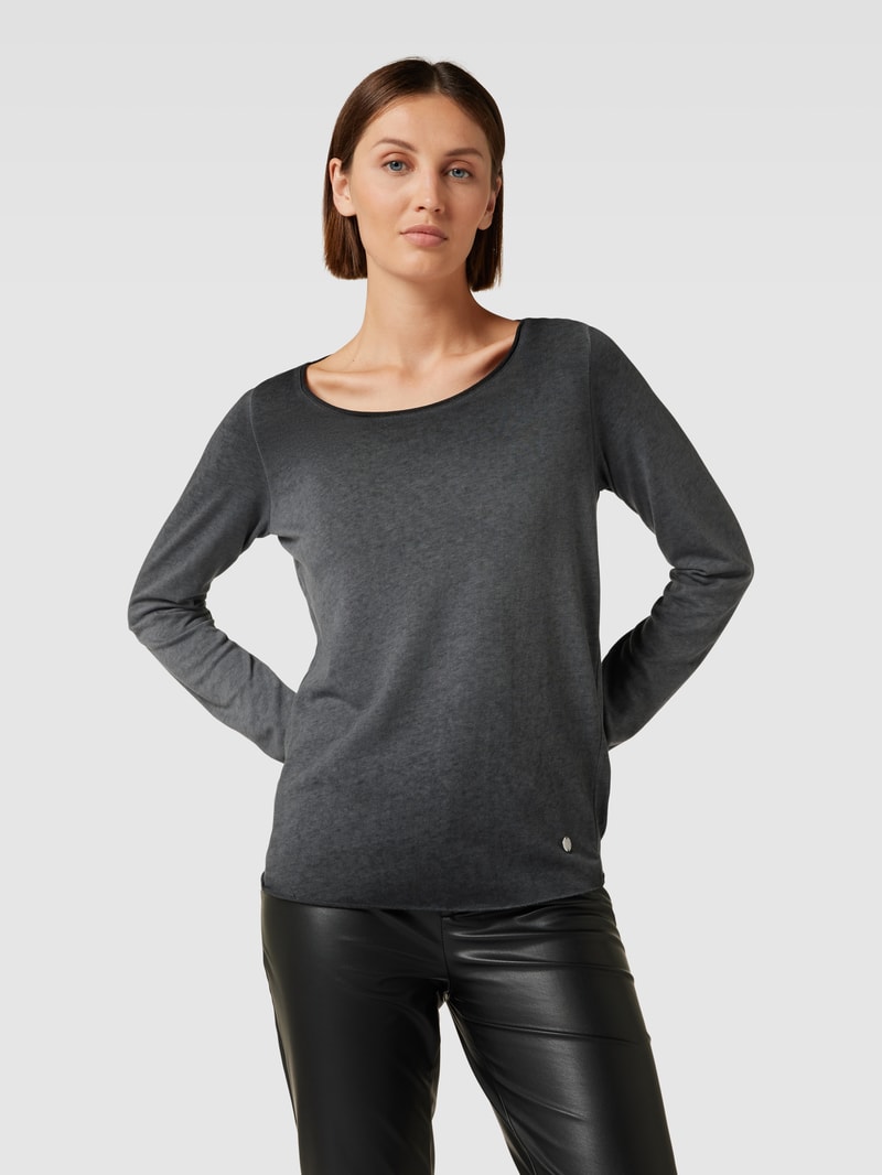 Longsleeve mit Label-Applikation in dunkelgrau