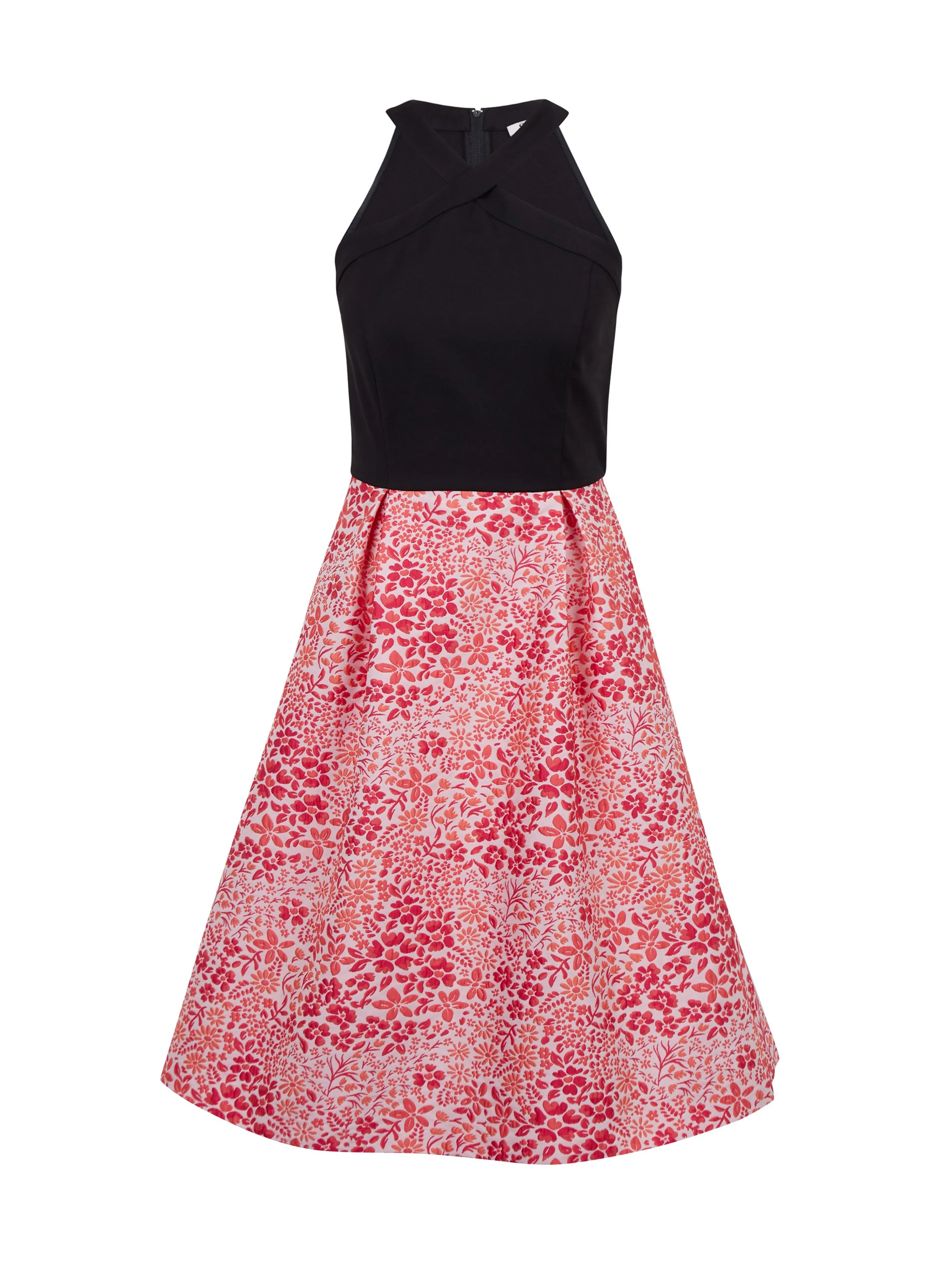 Rosa und schwarzes geblümtes Damenkleid ORSAY