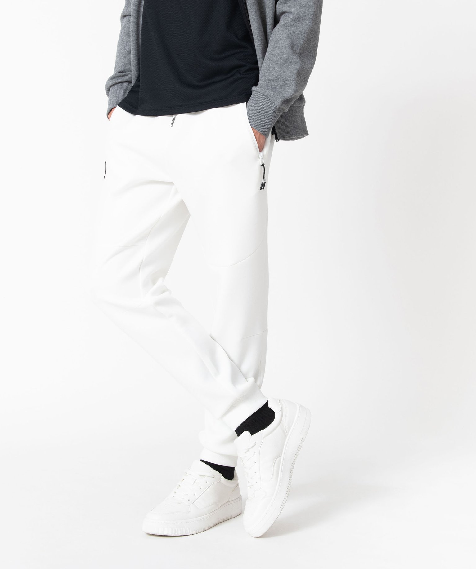 Pantalon de jogging en maille extensible homme blanc | GEMO