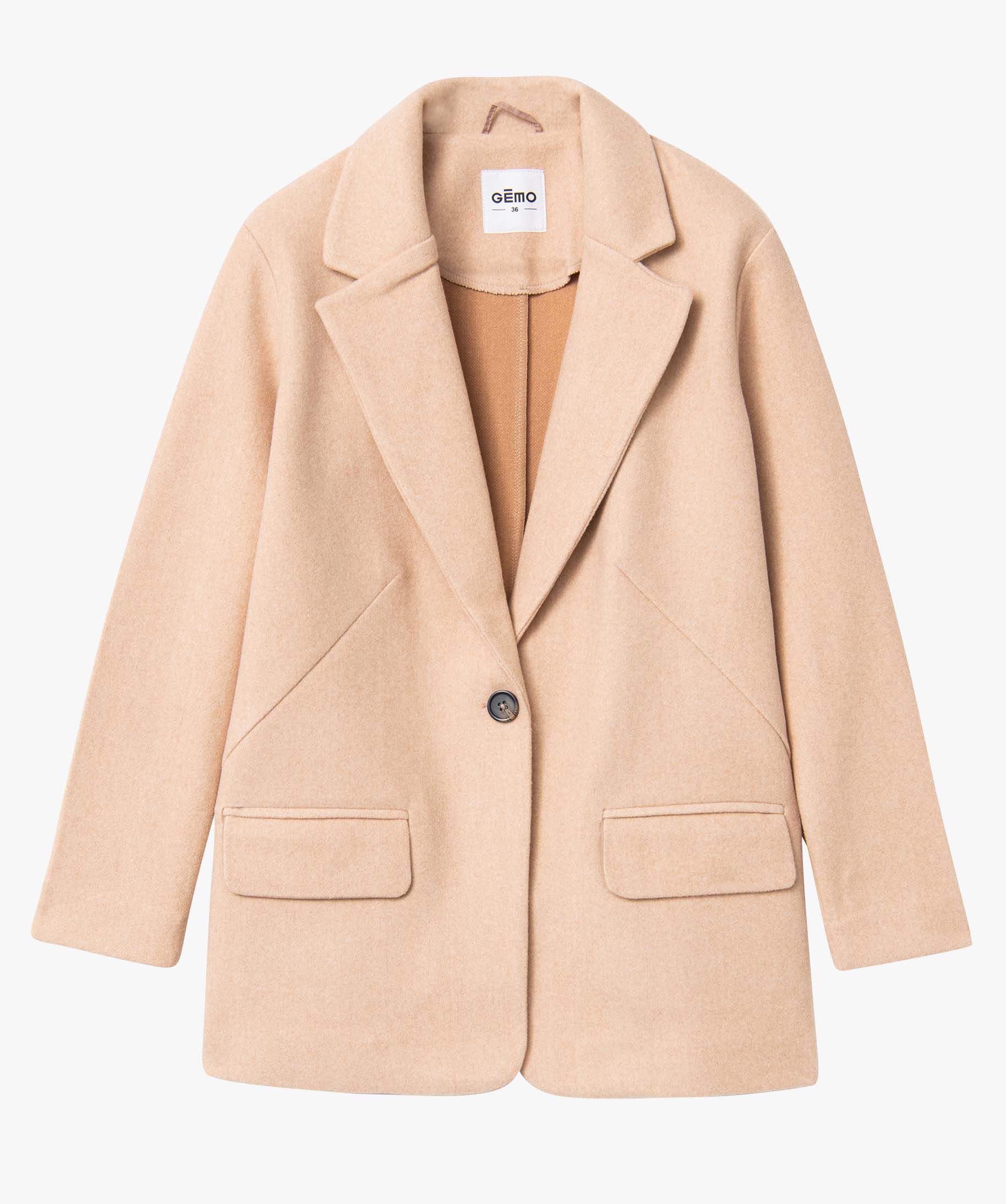 Manteau femme court fermeture un bouton rose | GEMO