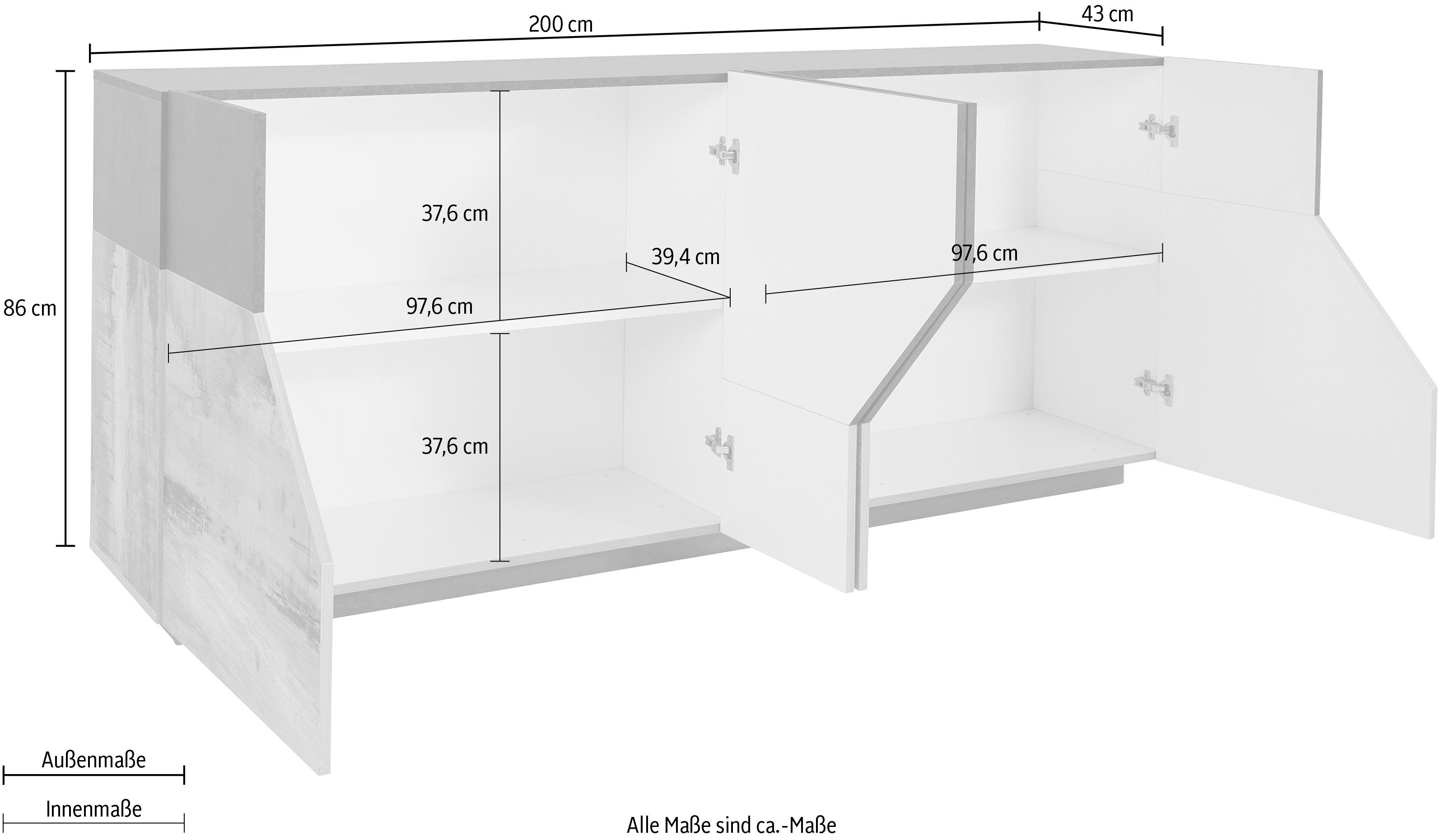 INOSIGN Sideboard alien, Breite ca. 200 cm