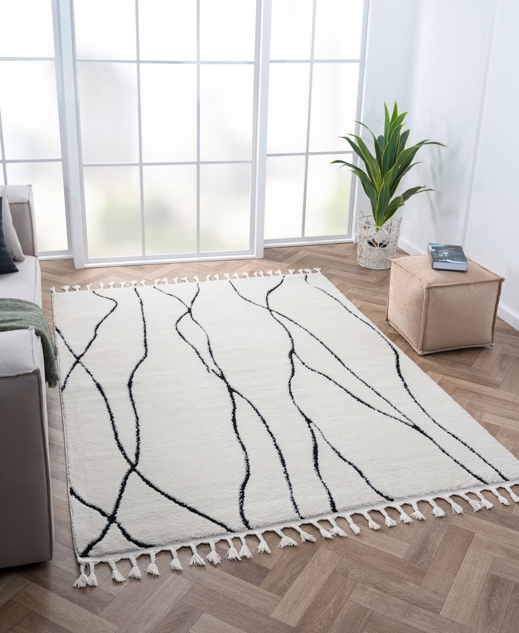 MyFlair Teppich Moroccan Refresh, 190 cm x 240 cm, Farbe weiß, rechteckig, Florhöhe 19mm