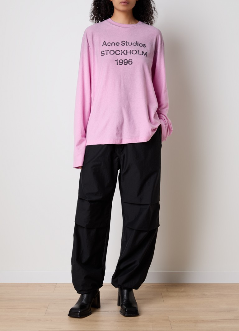 Acne Studios φαρδύ cargo παντελόνι με ψηλή μέση, κορδόνι περίσφιξης και πλαϊνές τσέπες