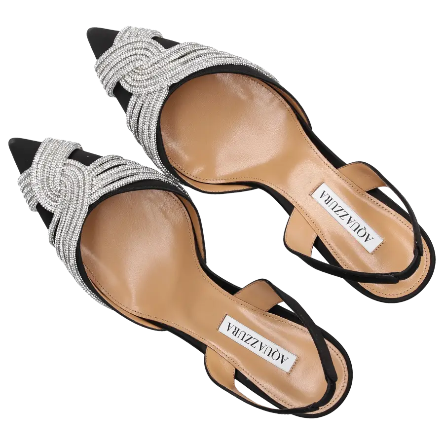 Aquazzura - Slingpumps GATSBY SLING 75 Satin - schwarz