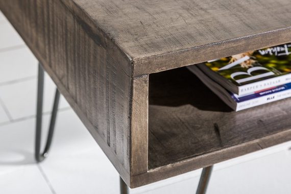 riess-ambiente Couchtisch SCORPION 100cm grau, Wohnzimmer · Massivholz · Metall · eckig · Hairpin Legs · Retro