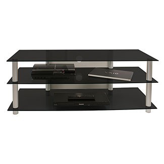 VCM TV-Möbel Zumbo | LCD Rack, LED Tisch Alu Schwarzglas