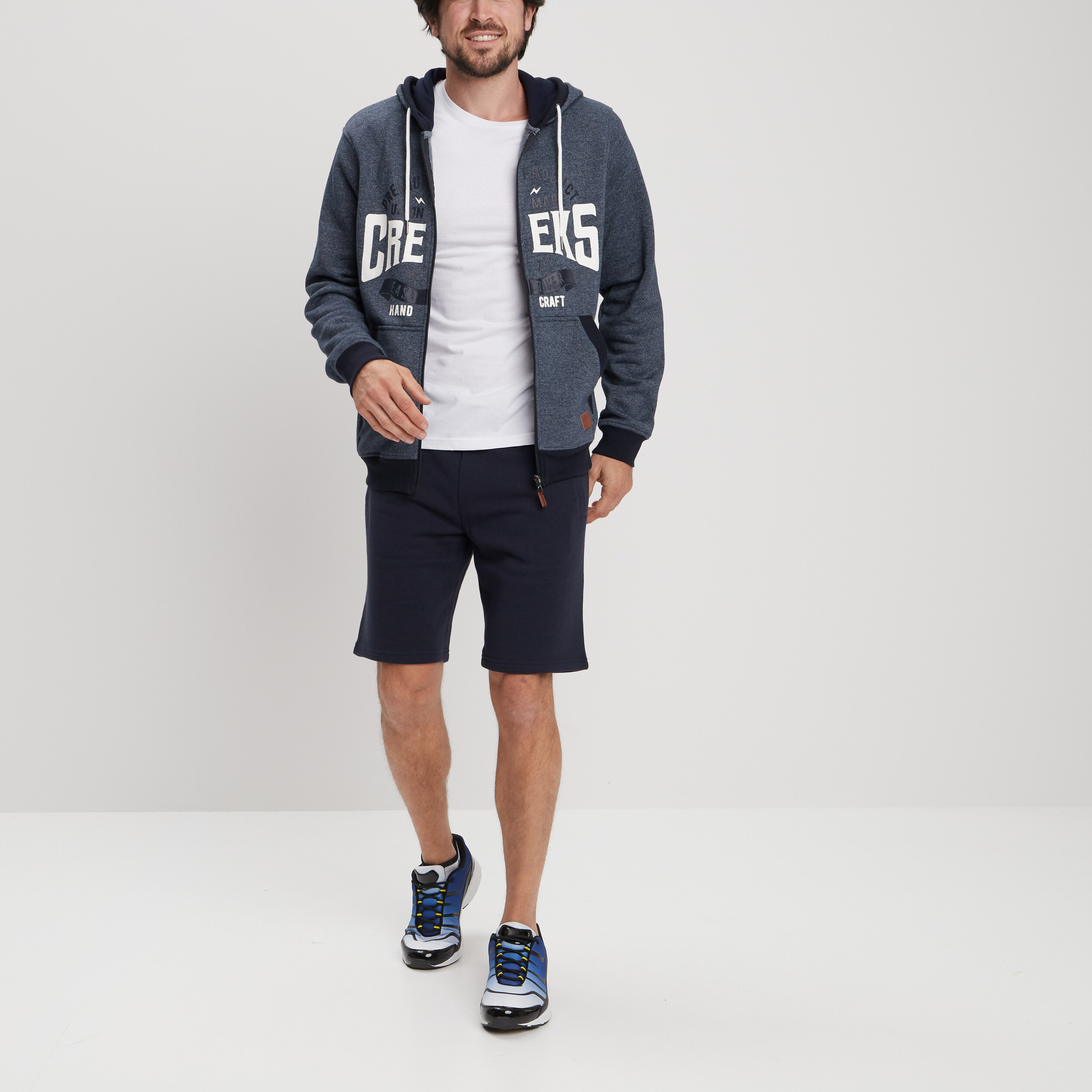 Short molletonné droit bleu marine homme | La Halle
