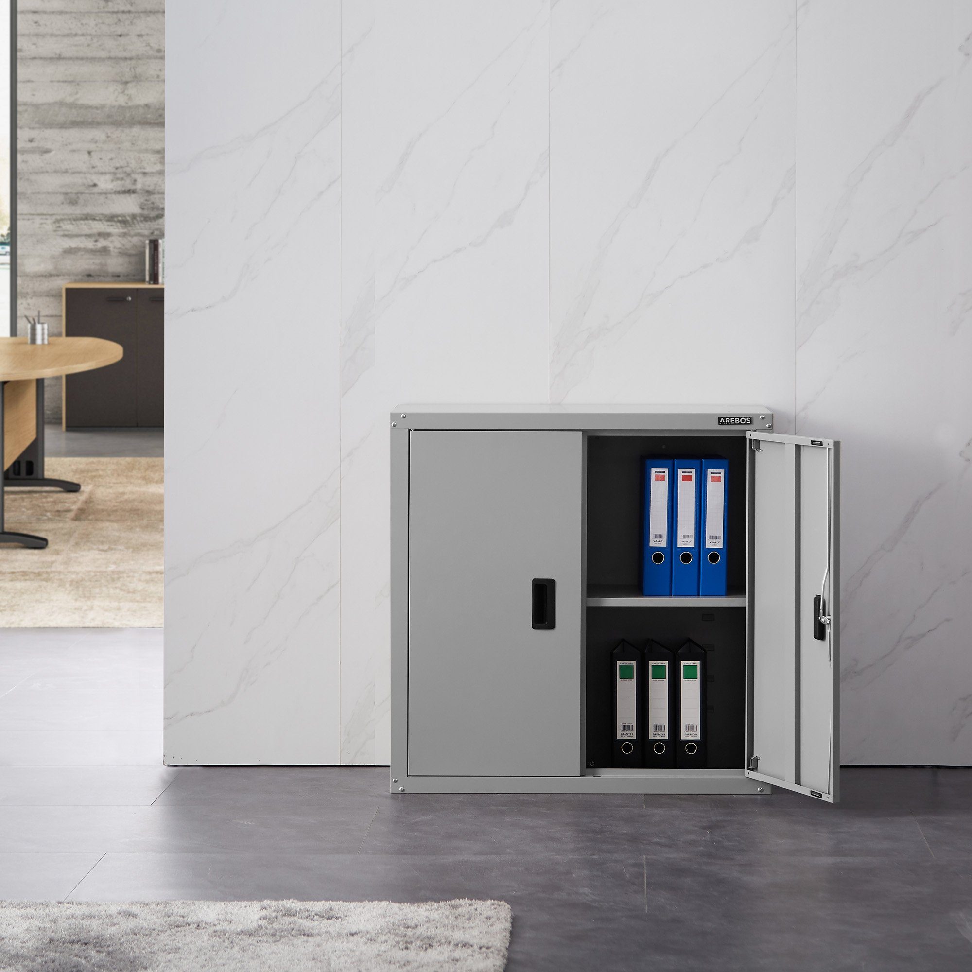 Arebos Aktenschrank Büroschrank Lagerschrank Materialschrank 90x90x40cm versch. Farben
