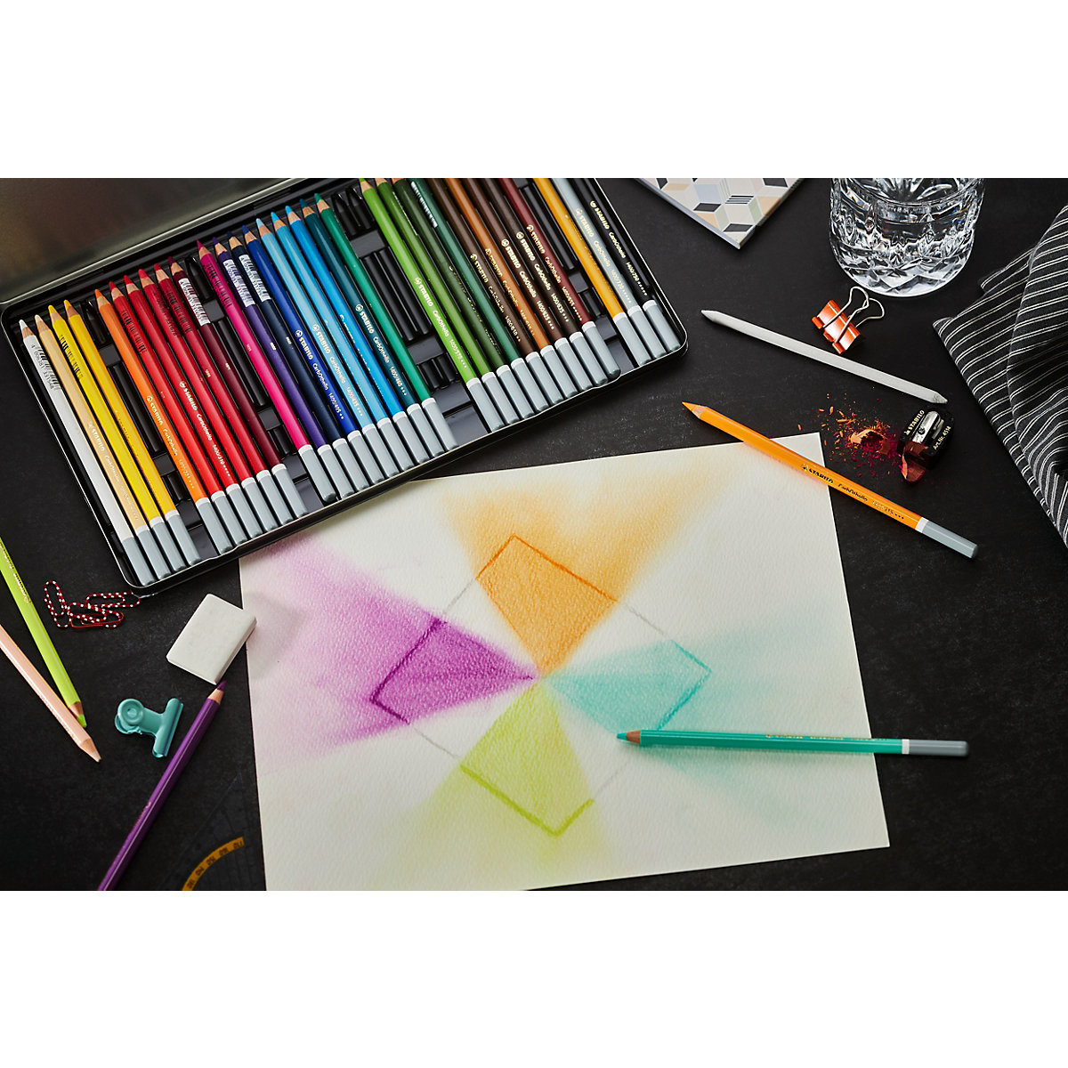 Pastellkreidestifte CarbOthello ARTY, 60 Farben im Metalletui, inkl. Zubehör