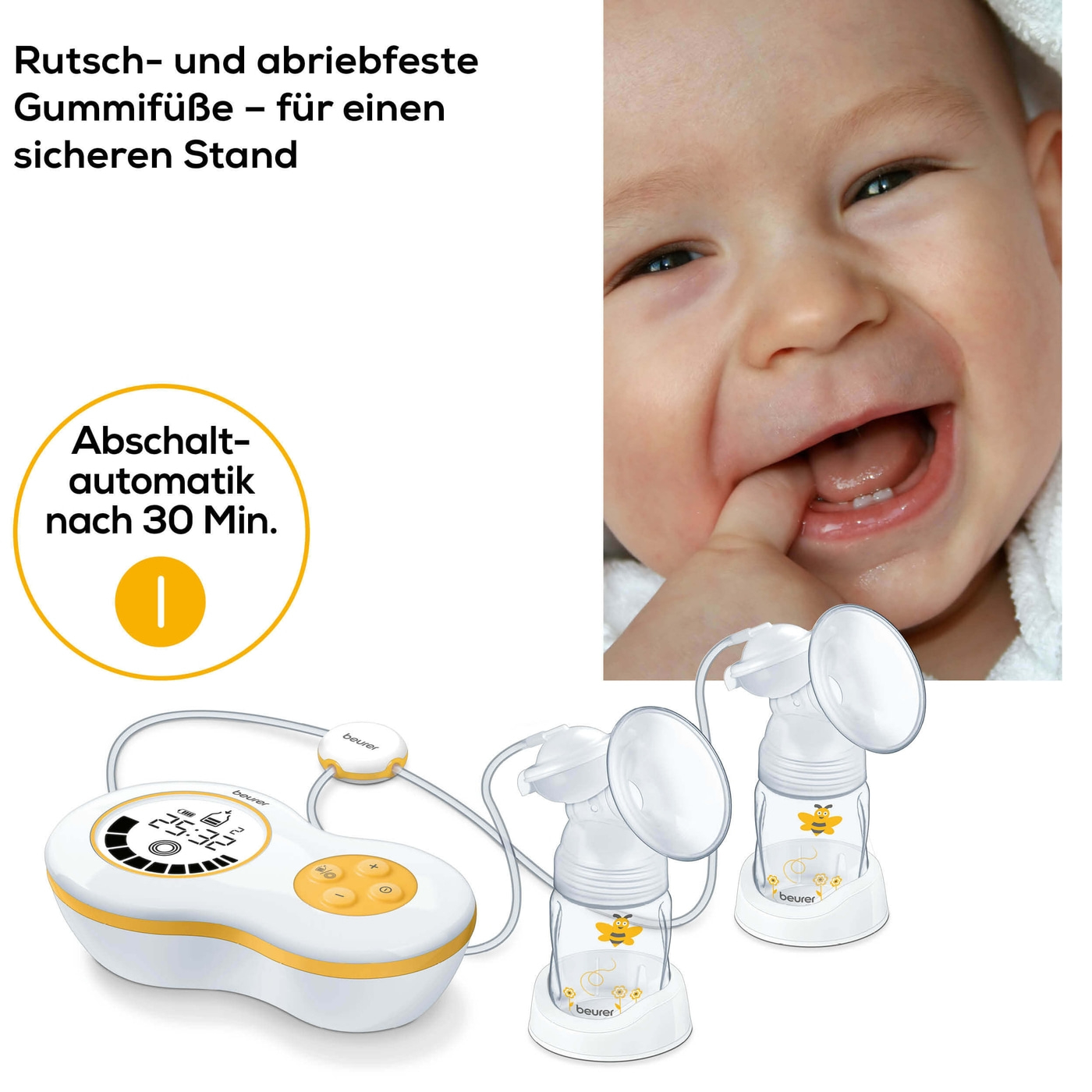 Beurer Elektrische Doppelmilchpumpe BY 70 Dual-Elektrische Doppelmilchpumpe inkl. Handpumpe & Anti-Kolik-System
