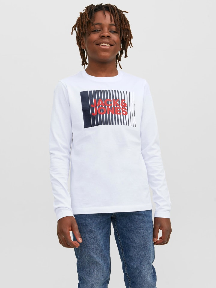 JACK & JONES Junior Langarmshirt in white günstig kaufen
