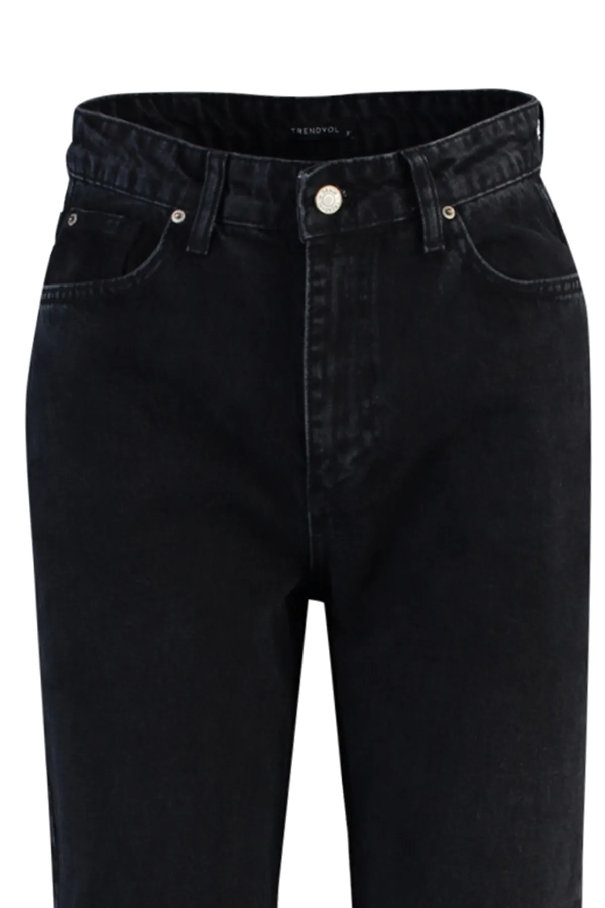 Trendyol Collection  Schwarz Nachhaltiger, weites Bein mit hoher Taille TWOAW23JE00388