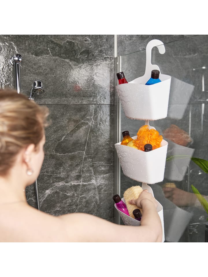 relaxdays 3 x Duschkorb in Weiß - (B)28 x (H)31 x (T)12 cm günstig kaufen onesize