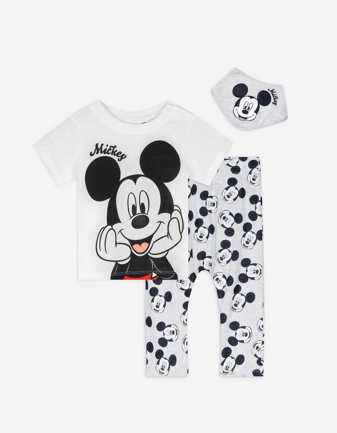 Set aus T-Shirt, Hose und Lätzchen - Mickey Mouse