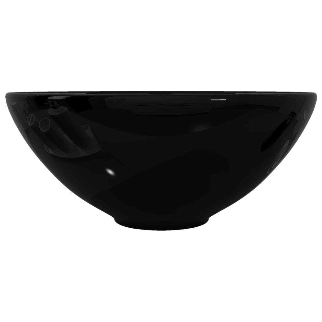 vidaXL Waschbecken Keramik Waschbecken rund schwarz