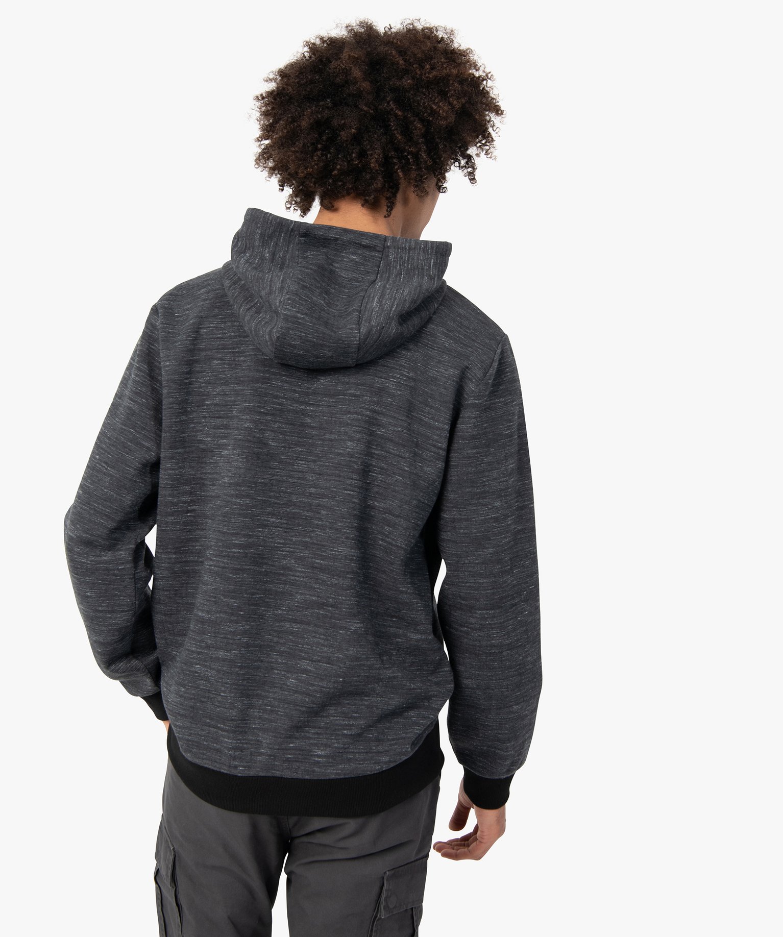 Sweat homme à capuche aspect chiné gris | GEMO