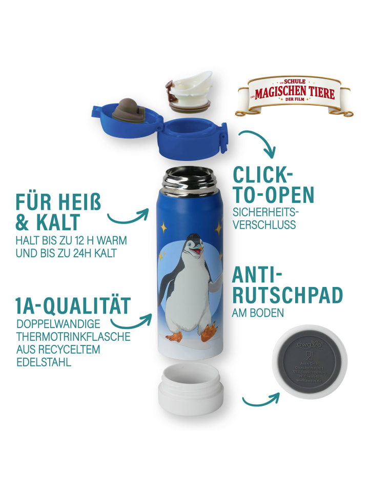 Stoneline Die Schule der Magischen Tiere Trinkflasche | 380 ml | Edelstahl in Blau günstig kaufen 380 ml