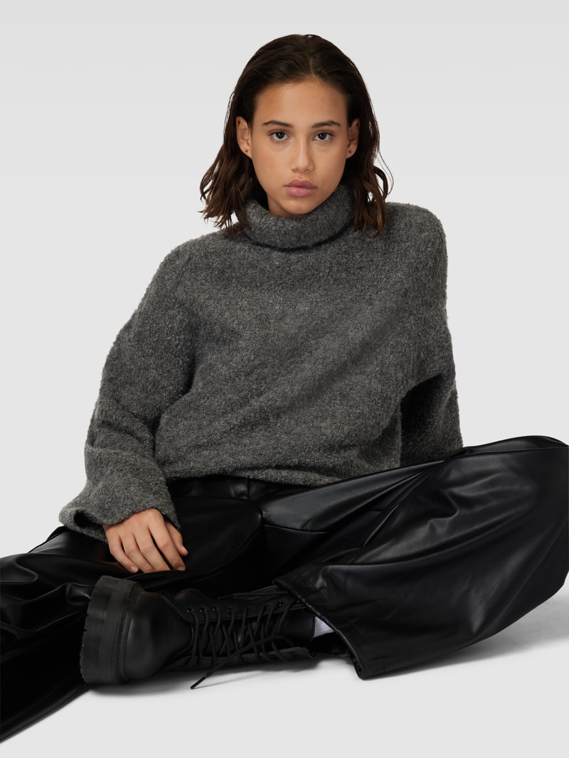 Oversized Strickpullover mit Woll-Anteil Modell 'NATHERINE' in anthrazit meliert