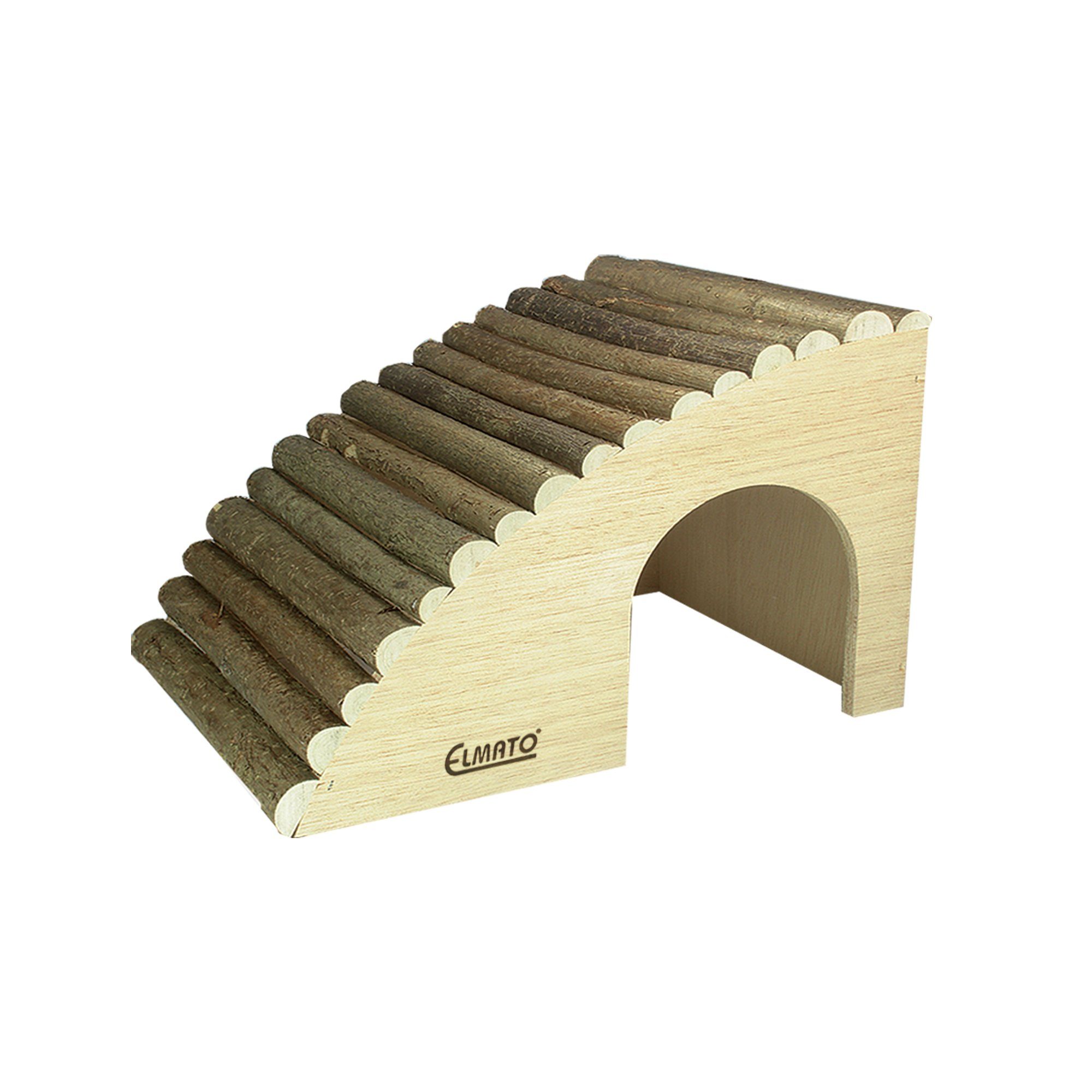 ELMATO Nagerhaus Elmato 10404 Natur Nagervilla mit Rindendach, 30x20x20cm