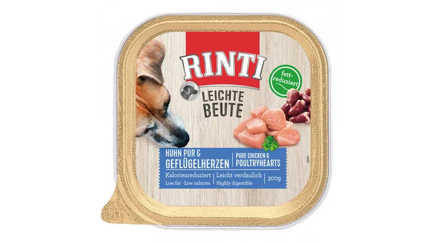 RINTI Hundenassfutter Leichte Beute Huhn & Geflügelherzen 300 g