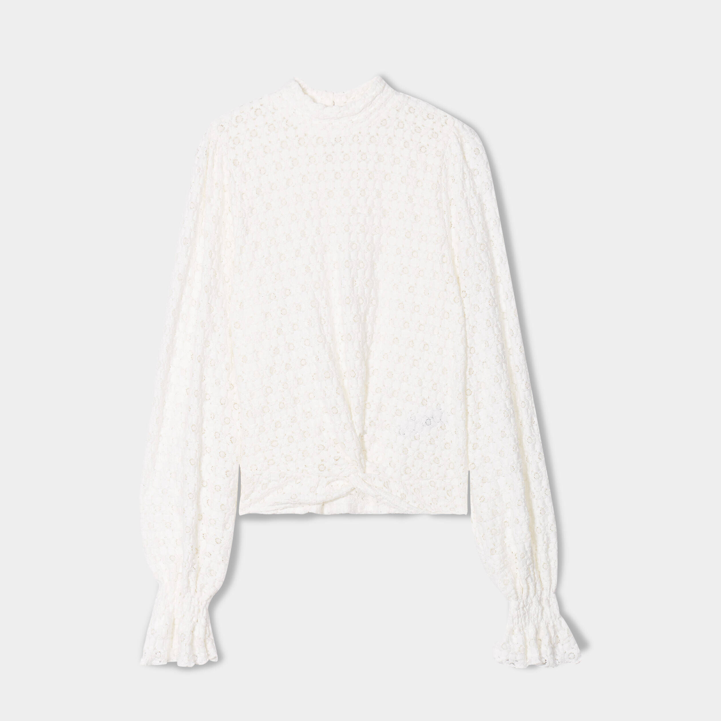 Blouse dentelle col montant ecru femme | Cache Cache