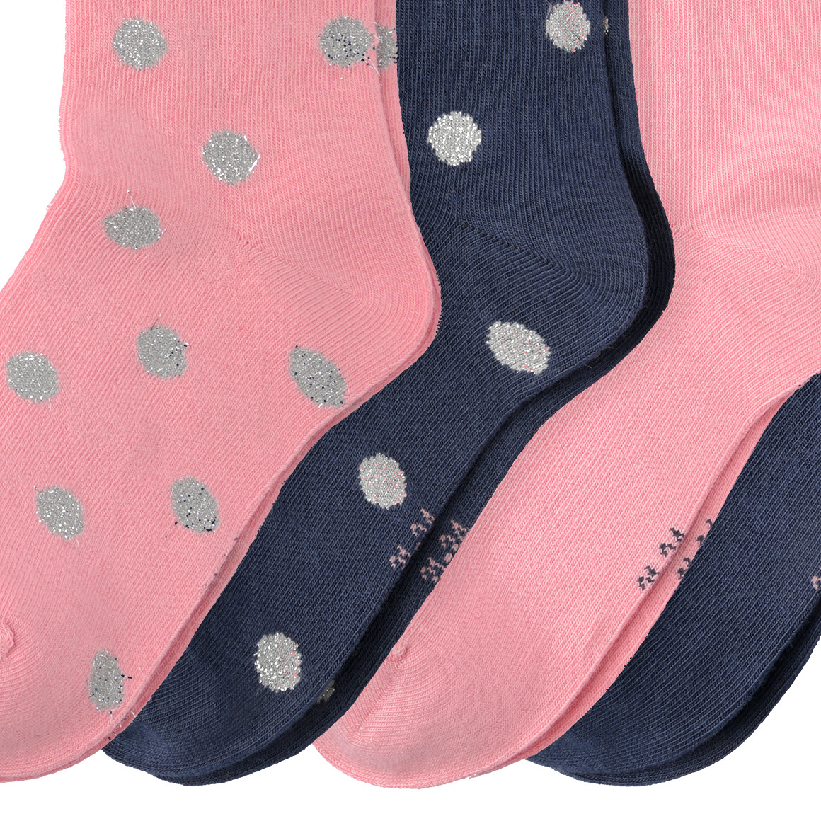 4 Paar Mädchen Socken mit Glitzer-Details