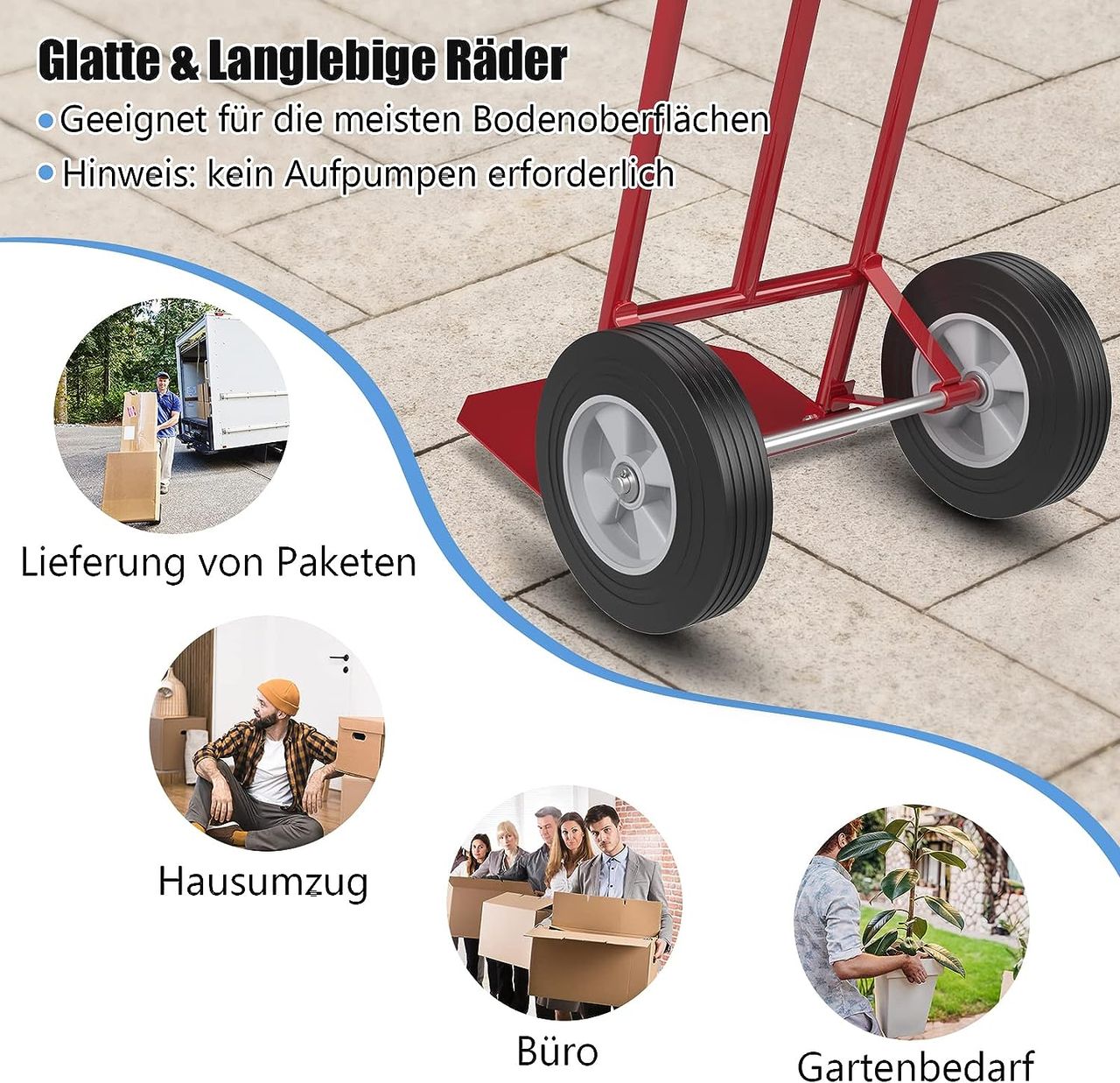 Costway Sackkarre mit P-Griff, belastbar bis 300 kg