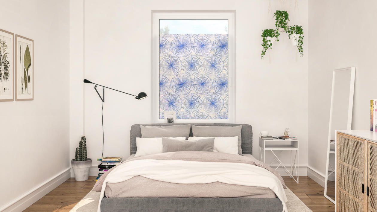 Fensterfolie Fensterfolie selbstklebend, Sichtschutz, Flower wheel - Blau, LICHTBLICK ORIGINAL, blickdicht, glatt