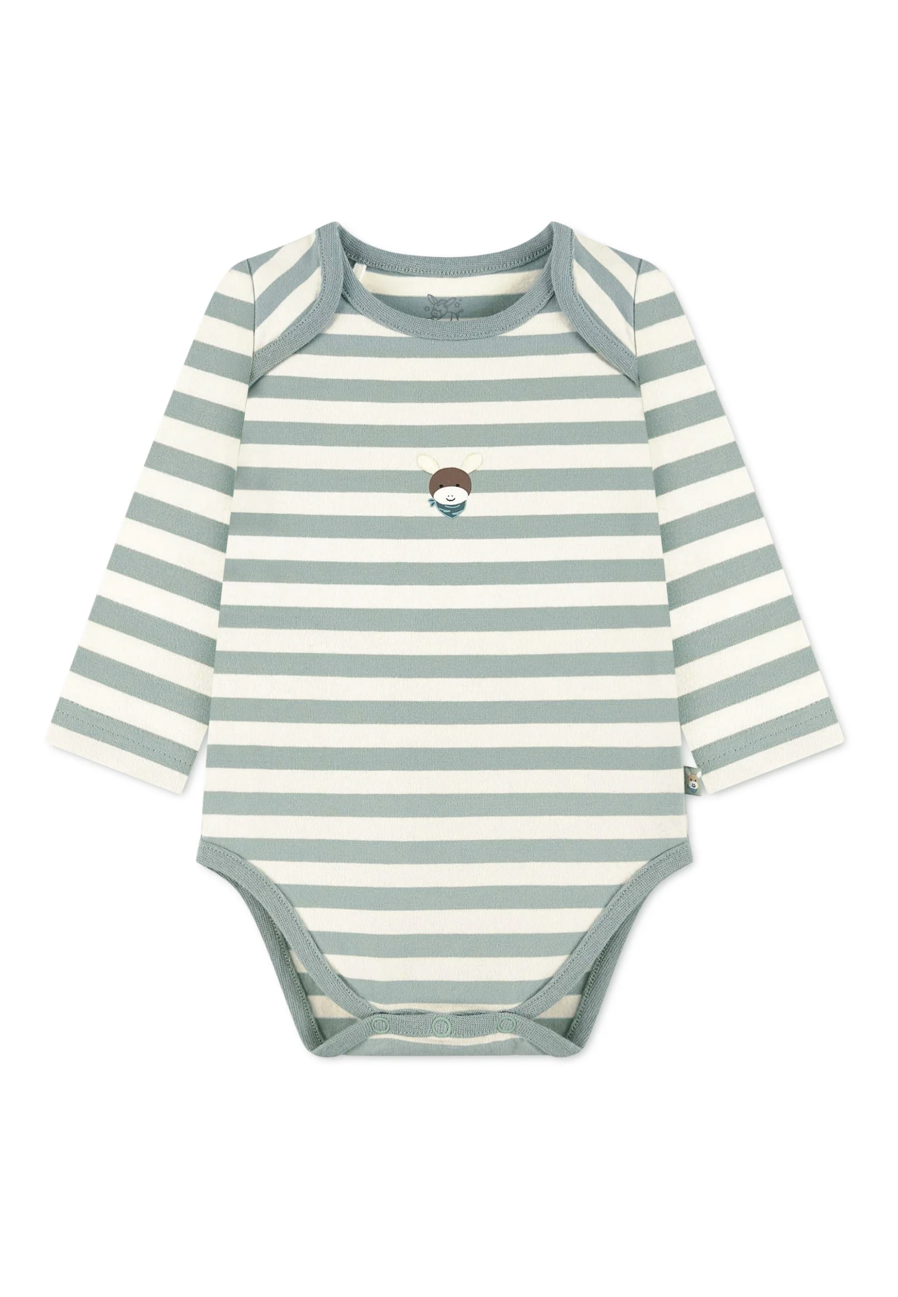 GOTS Langarm-Body Esel Emmi, gestreifter Jersey