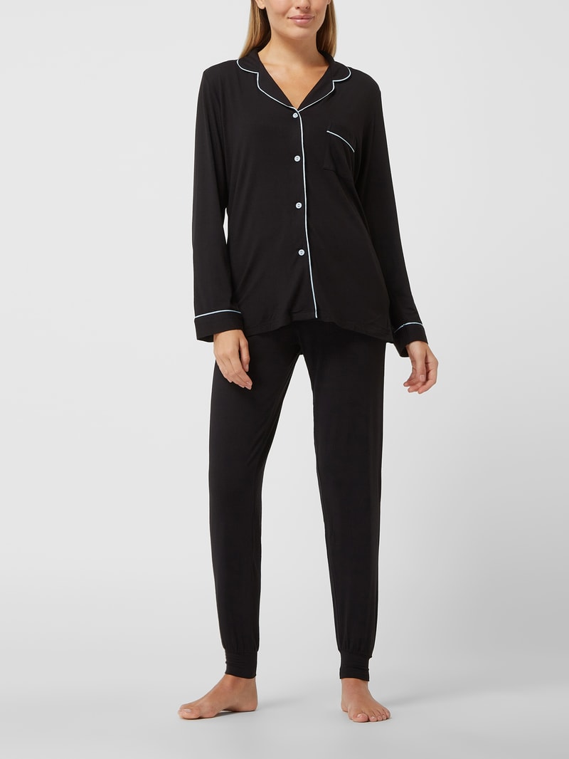 Pyjama-Oberteil aus Modal-Elasthan-Mix Modell 'Beth' in schwarz