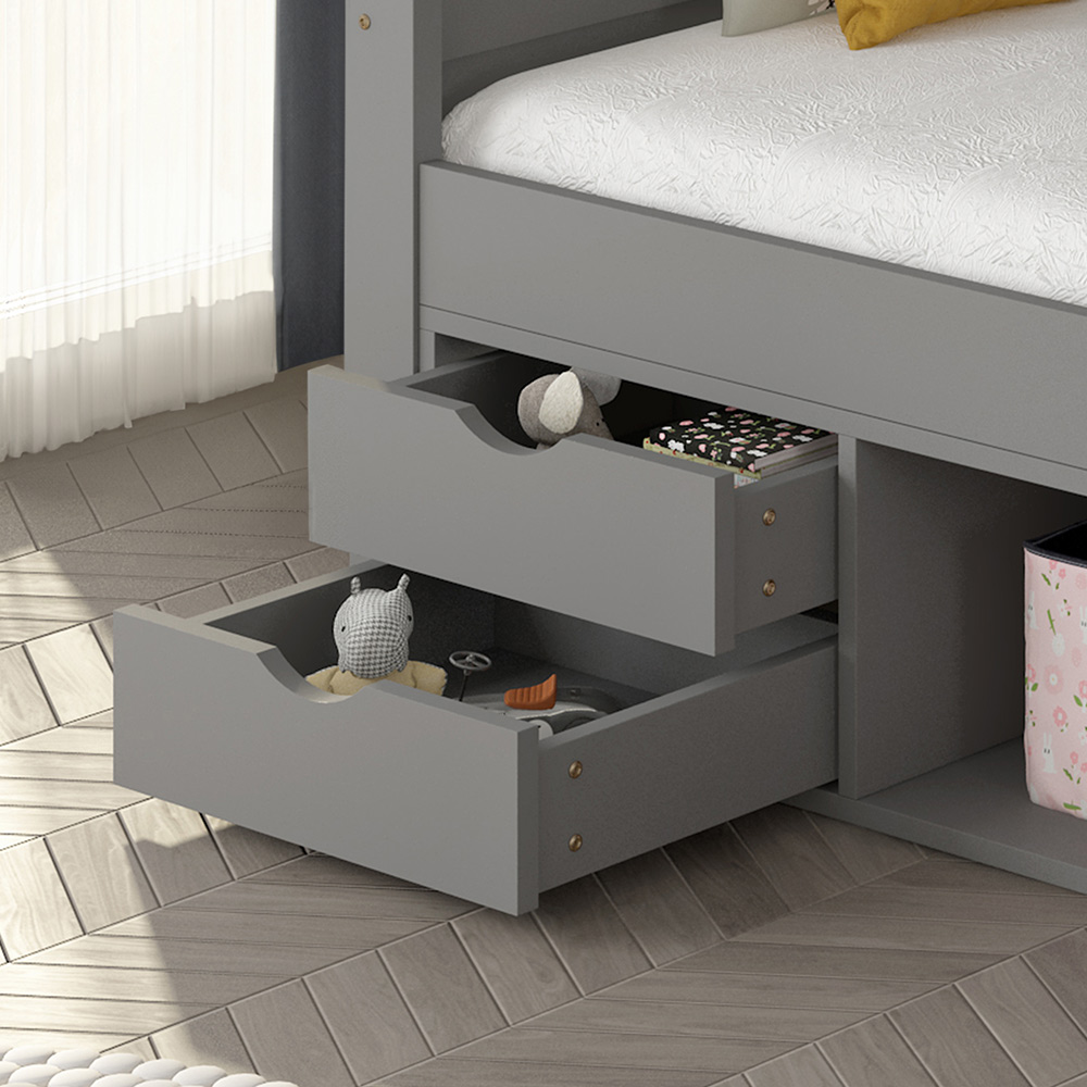 Home Deluxe HOME-DELUXE Kinderbett COSMOS mit Schubladen - 90 x 200 cm Grau