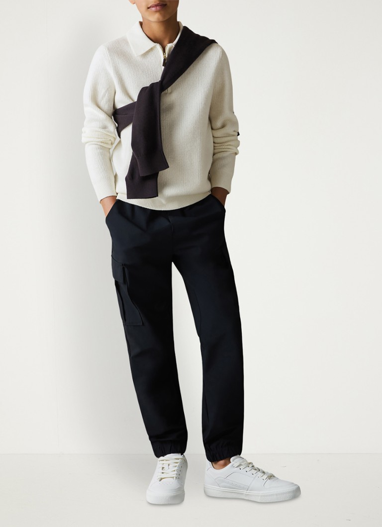 Reiss Regis fine-knit wool sweater with half zip