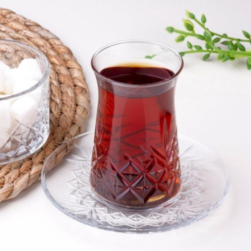 Pasabahce Gläser-Set Timeless, Glas, Teeglas Set 12 Teilig mit Untertassen
