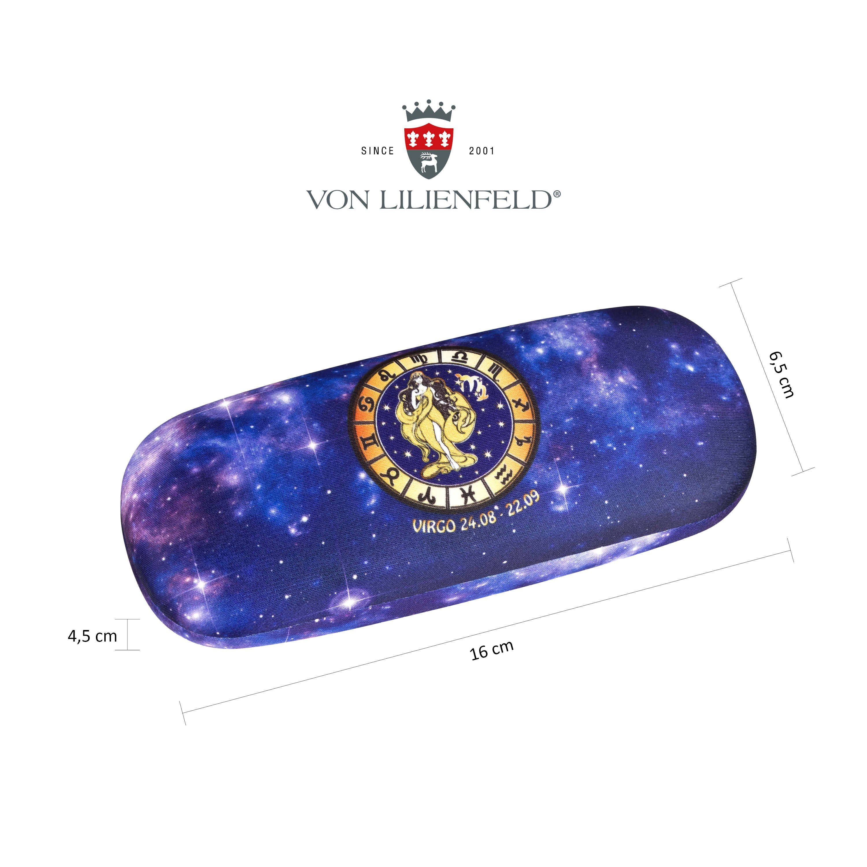von Lilienfeld Brillenetui Brillenetui Sternzeichen Horoskop Tierkreiszeichen Motiv Brillenbox, stabiles mit Mikrofaser bezogenes Hardcase