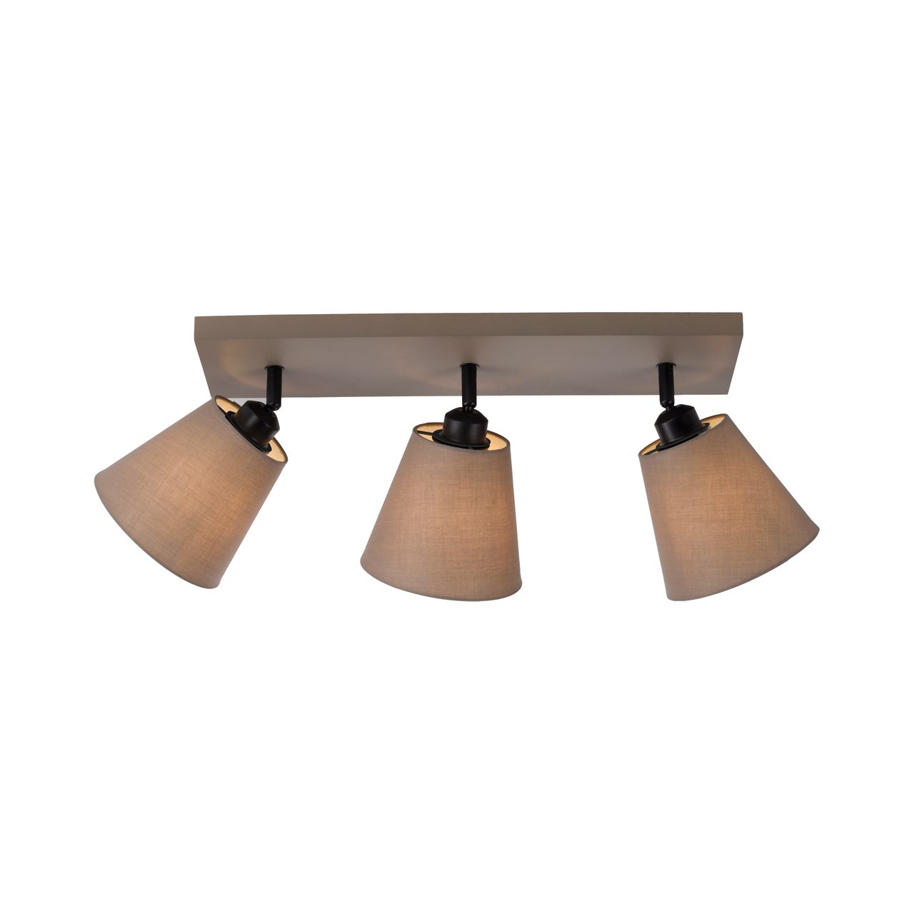 JUST LIGHT LeuchtenDirekt Deckenleuchte RIALA, 3-flammig, E27, Leuchtköpfe verstellbar, Stoffschirme, taupe, IP20
