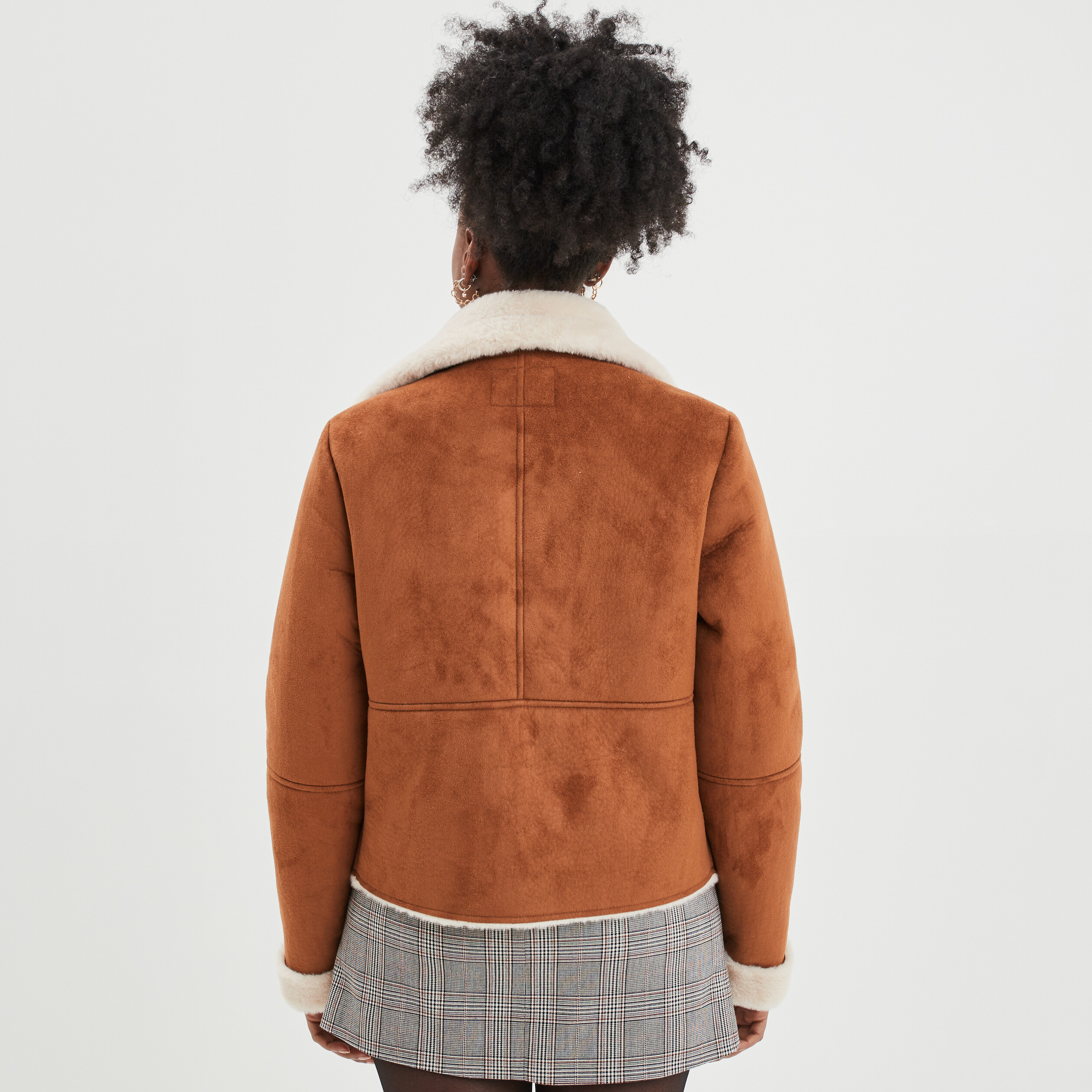 Veste peau lainée zippée Creeks camel femme | La Halle
