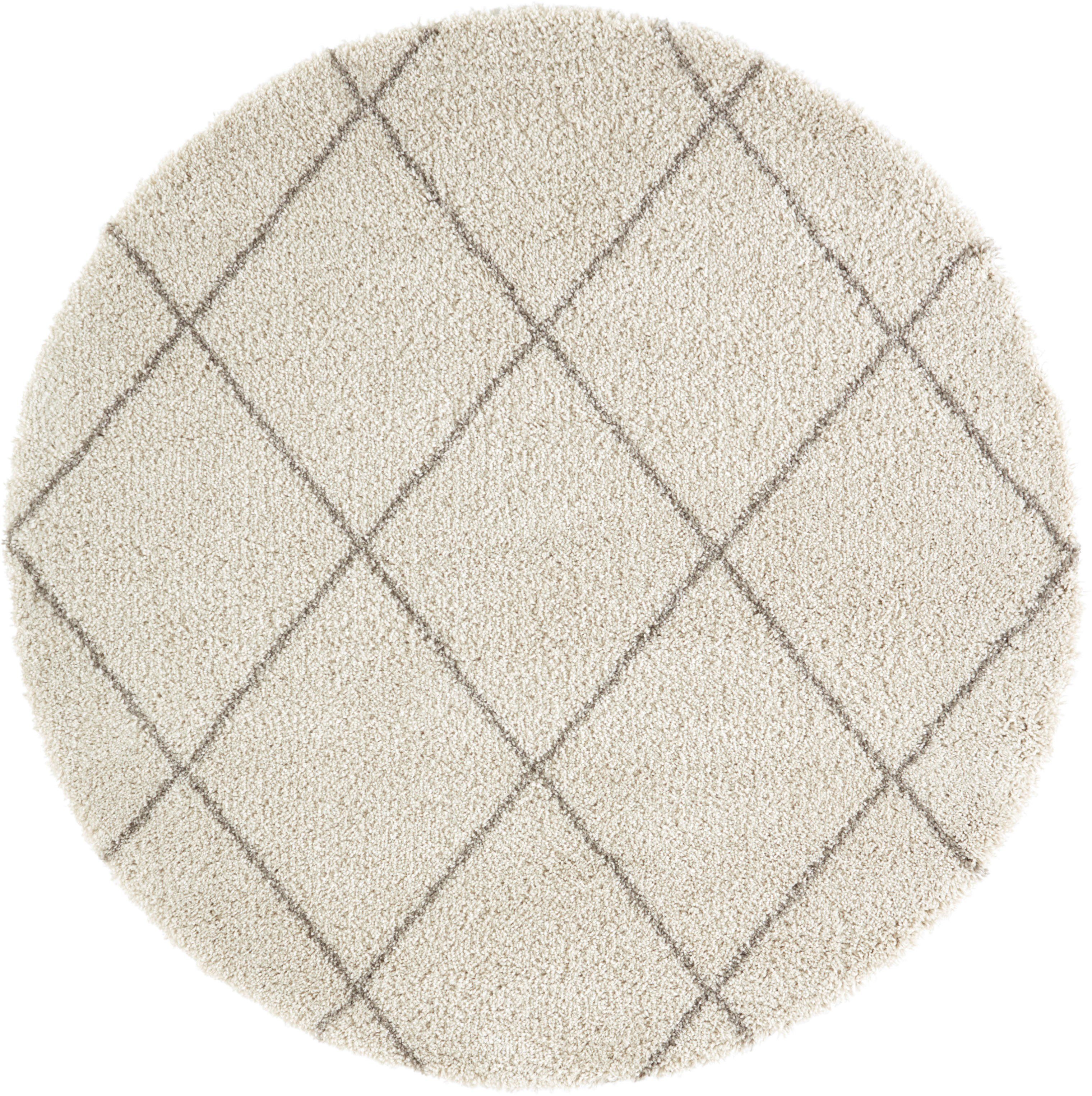 Hochflor-Teppich Belle, Leonique, rund, Höhe: 35 mm, Rauten-Design, weiche Haptik
