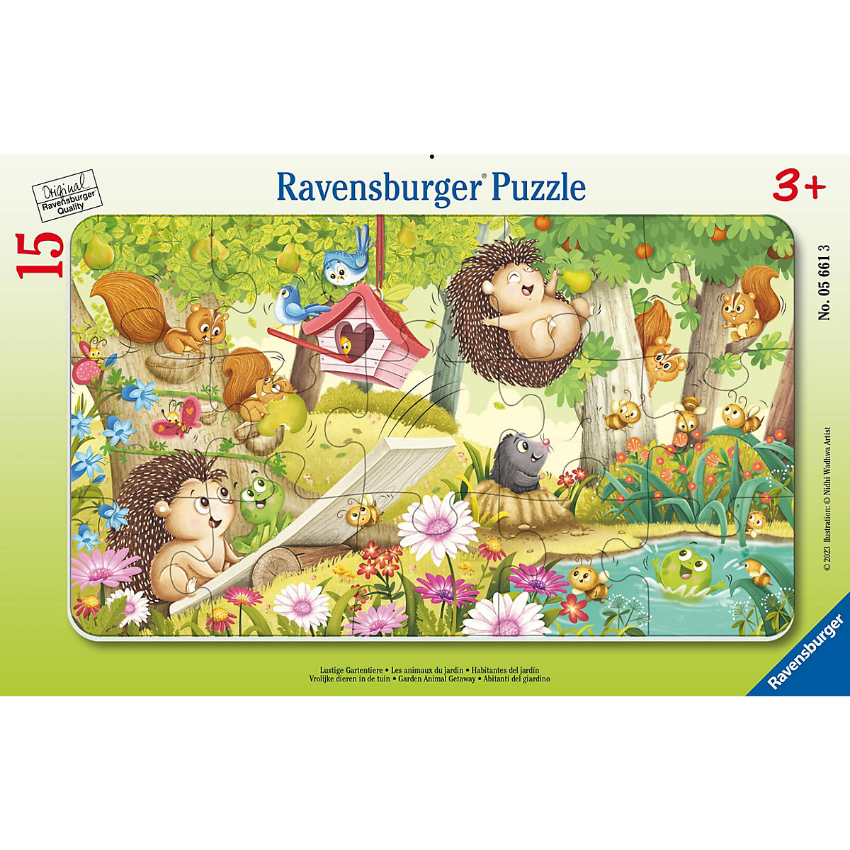 Rahmenpuzzle Lustige Gartentiere, 15 Teile