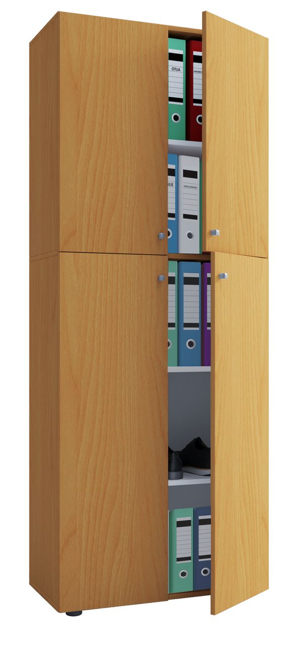 VCM Büroschrank Lona 5-Fach mit Drehtüren Buche