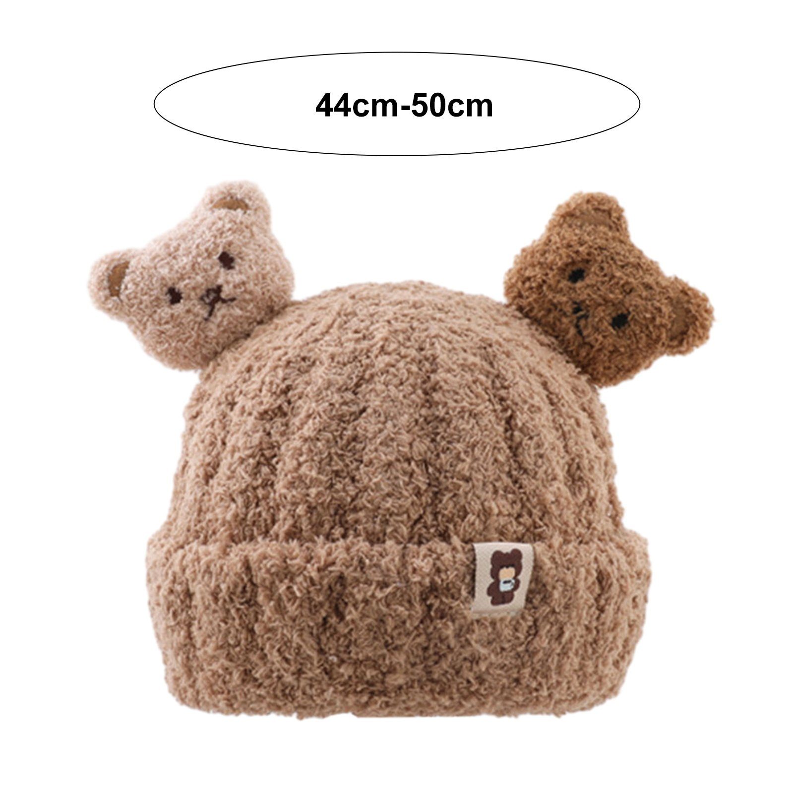 Rutaqian Mütze & Schal Kindermütze Set aus Plüschmütze und Schal (Baby-Plüsch-Ohrkappen Kopfumfang 44-50 cm, Bär dekorative verdickte weiche Winteraccessoires für Kinder) Süße Baby-Strickmütze für Herbst und Winter, warme Kinder-Wollmütze