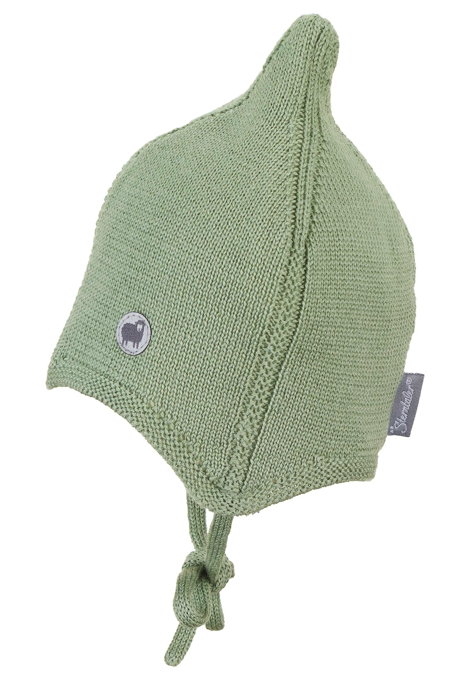 Strickmütze Baby aus Merinowolle unifarben