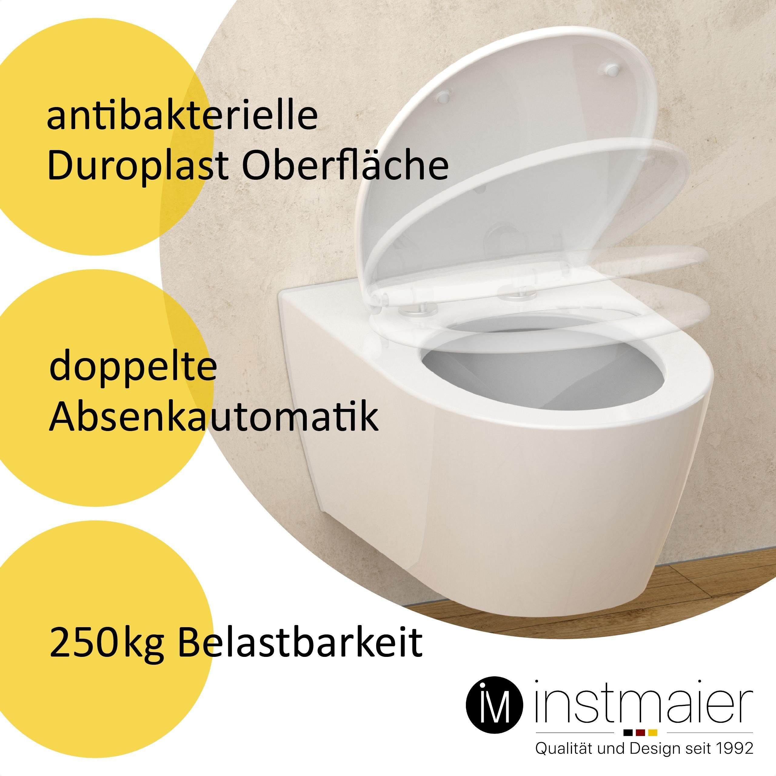 instmaier WC-Sitz Made in Germany, bakterienabweisendes duroplast, bis 250kg, weiß, mit Absenkautomatik, zur Reinigung abnehmbar