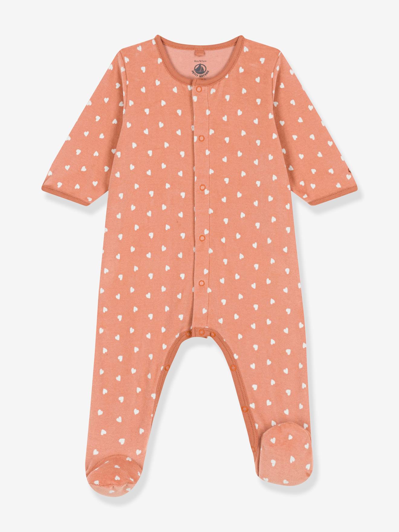 Petit Bateau Bedruckter Baby Samt-Strampler PETIT BATEAU - braun bedruckt