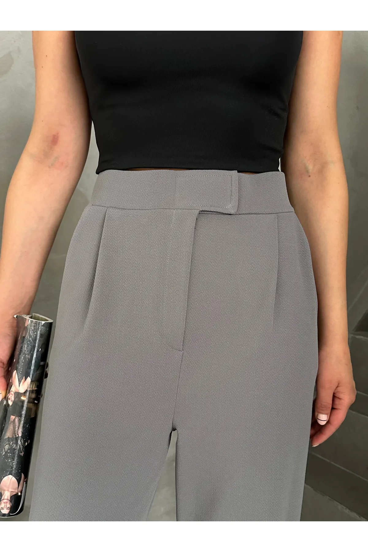 Laluvia  Parla Damen-Palazzohose aus Lycra mit Klettverschluss, Grau