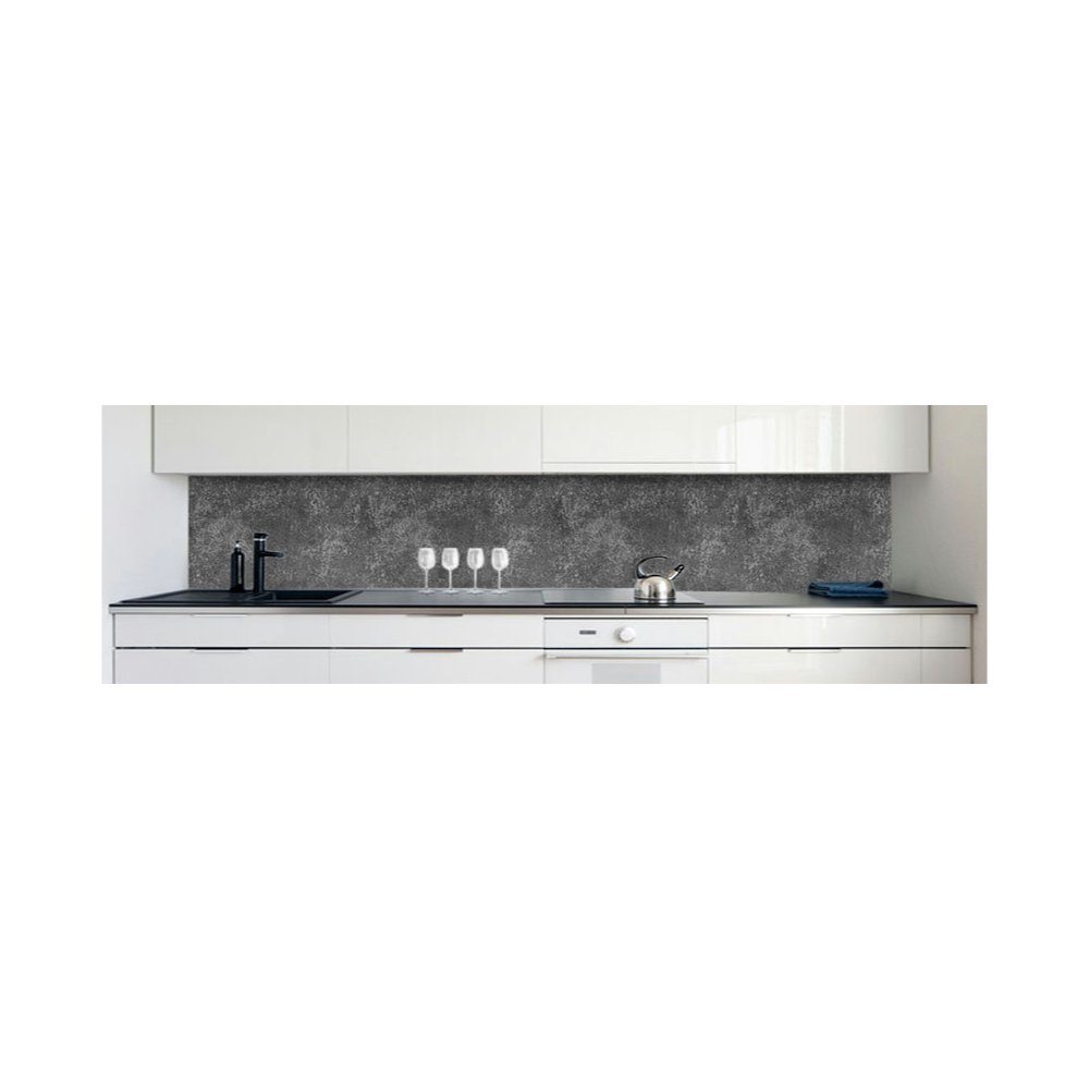 DRUCK-EXPERT Küchenrückwand Küchenrückwand Schieferstruktur Anthrazit Premium Hart-PVC 0,4 mm selbstklebend