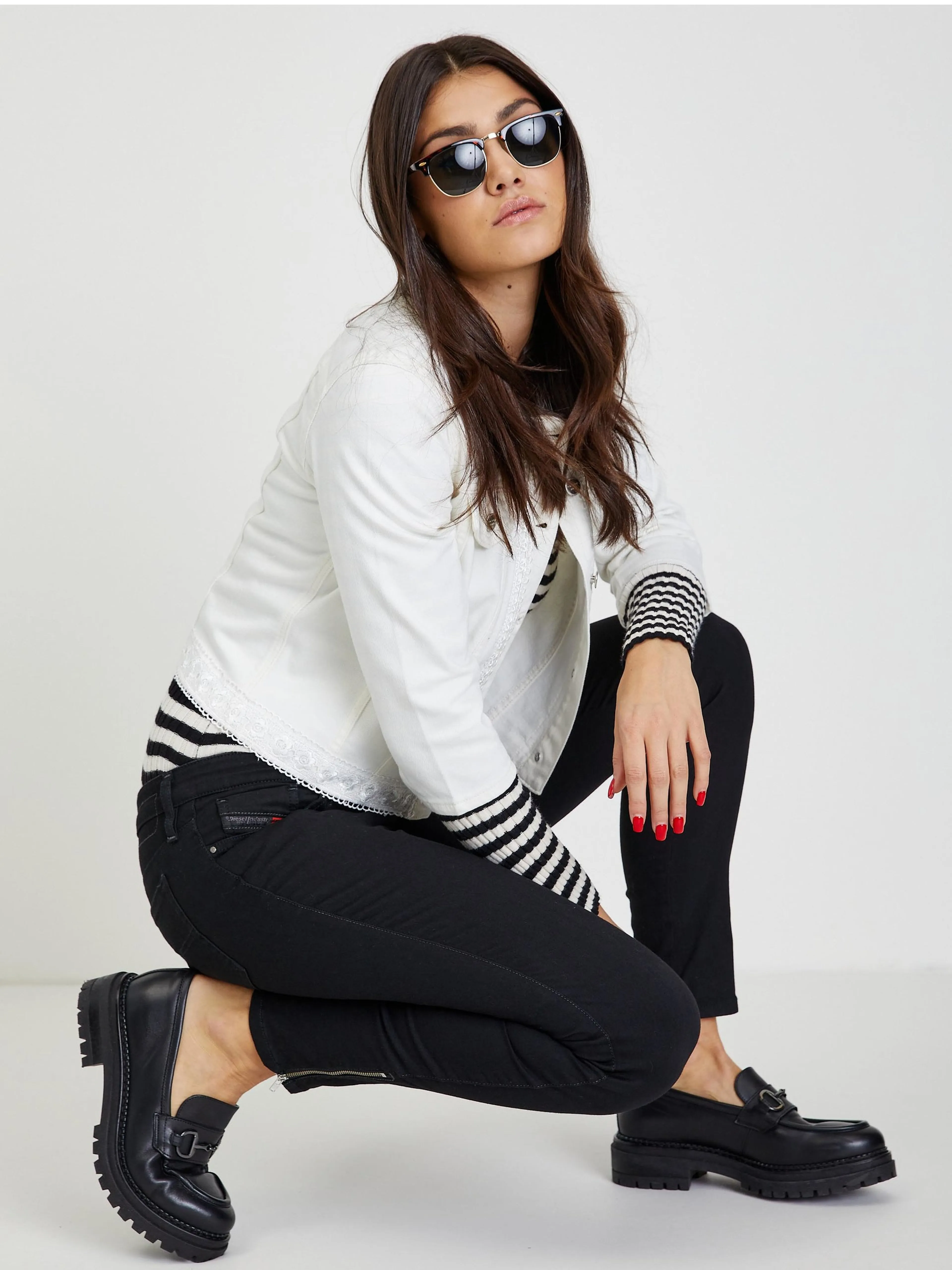Cremefarbene Damen Jeansjacke ORSAY