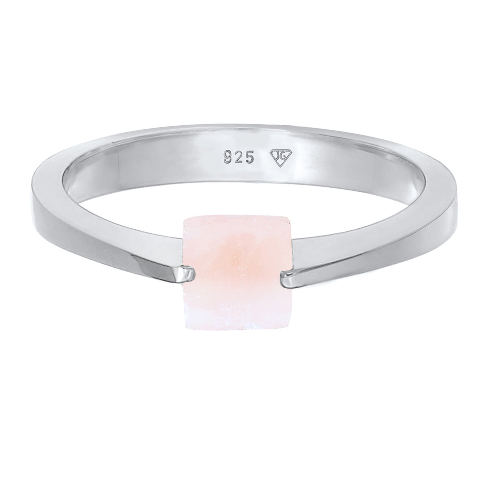 Elli PREMIUM Elli PREMIUM Bague Femme carré solitaire avec pierre précieuse de quartz en argen Bague