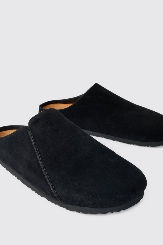 Schwarze Mules aus Wildlederimitat