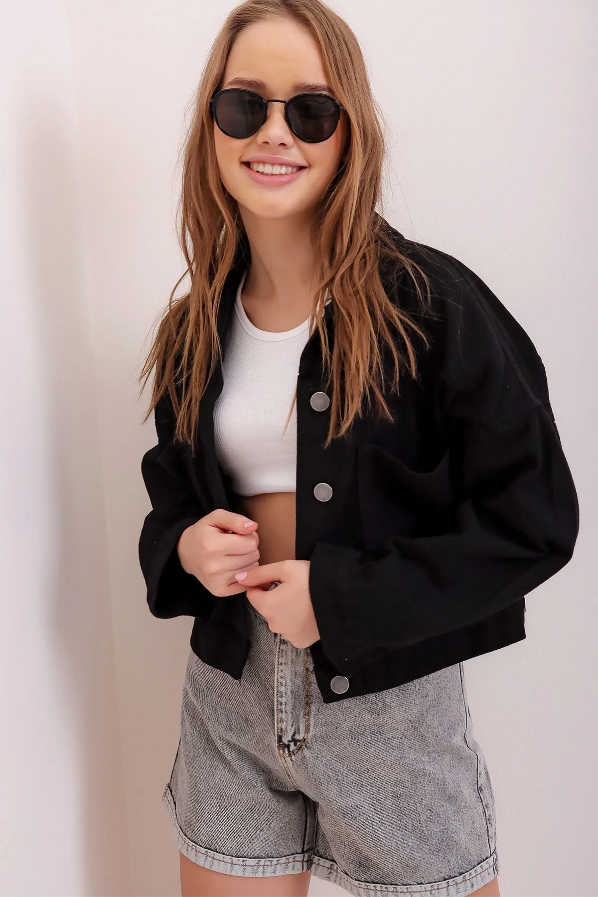 Trend Alaçatı Stili  Jacke - Schwarz - Regular Fit