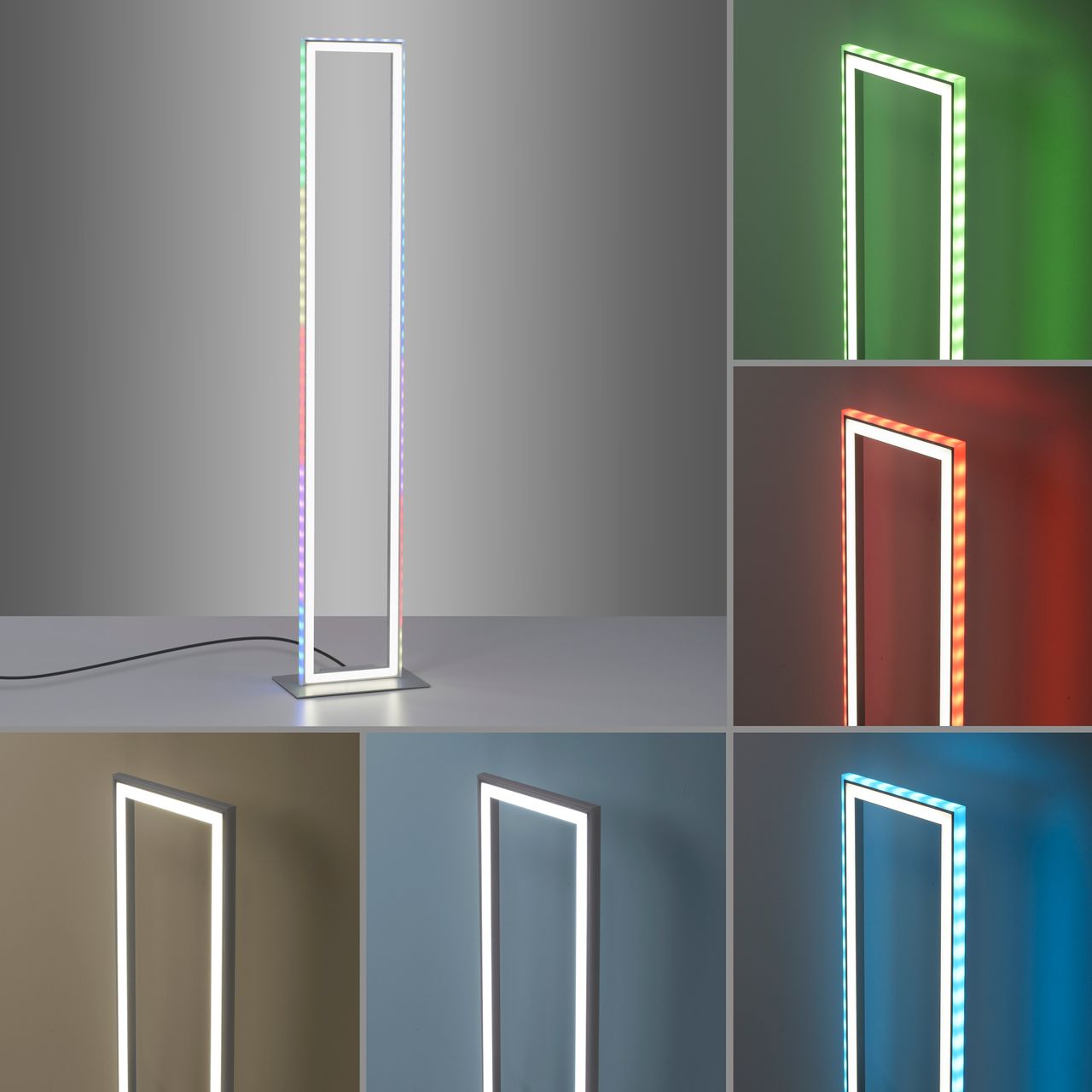 JUST LIGHT LeuchtenDirekt LED Stehleuchte FELIX60, Fronlight: CCT, Sidlight: RGB, dimmbar, IR-Fernbedienung, IP20